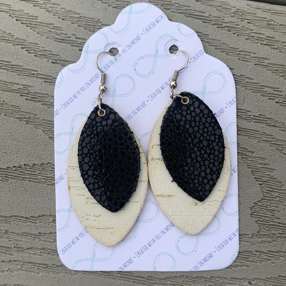 COPY - For Keeps Black and Cork Earings